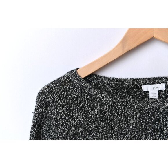 J. Jill Sweater Women's Sz S Black Marled Cotton Sweater Casual Top Pullover - Picture 4 of 12